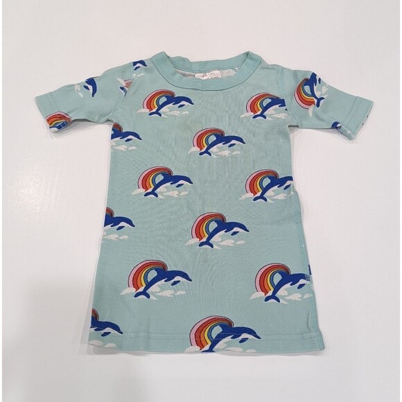 Hanna Andersson Blue Dolphin Rainbow Short John Organic Cotton Pajamas 110 5 5T - Picture 2 of 9